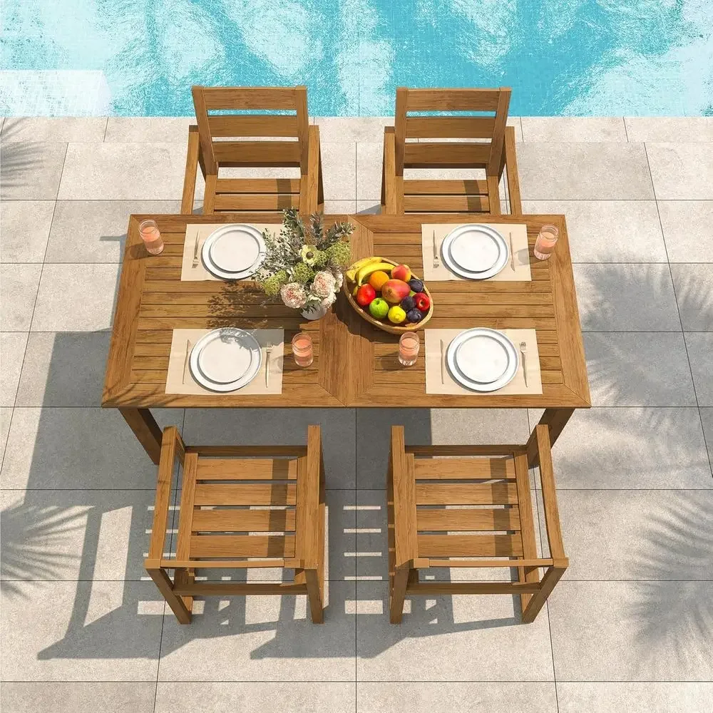 Outdoor Furniture Oil Teak - طقم طعام خارجي مكون من 5