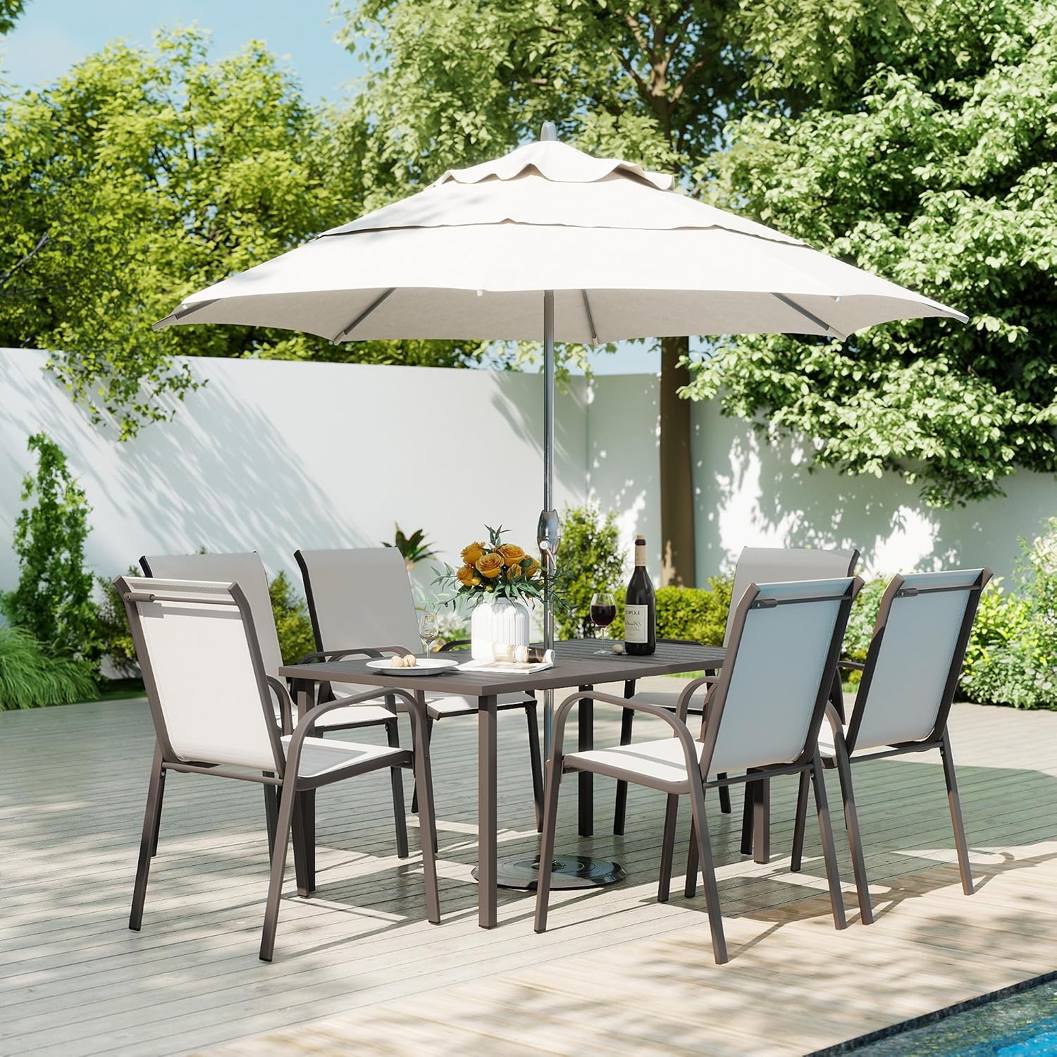 طقم طعام خارجي للفناء، 6 كراسي - مراجعة Outdoor Furniture Quick Dry وسعره