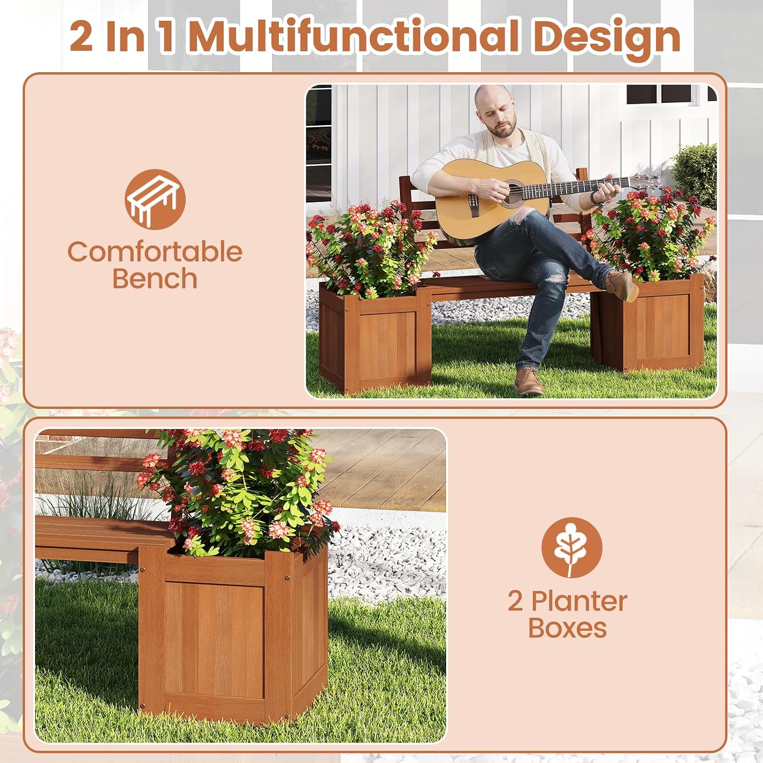 مقعد خارجي بمسند ظهر مع أحواض  - مراجعة Outdoor Furniture Oil Teak وسعره